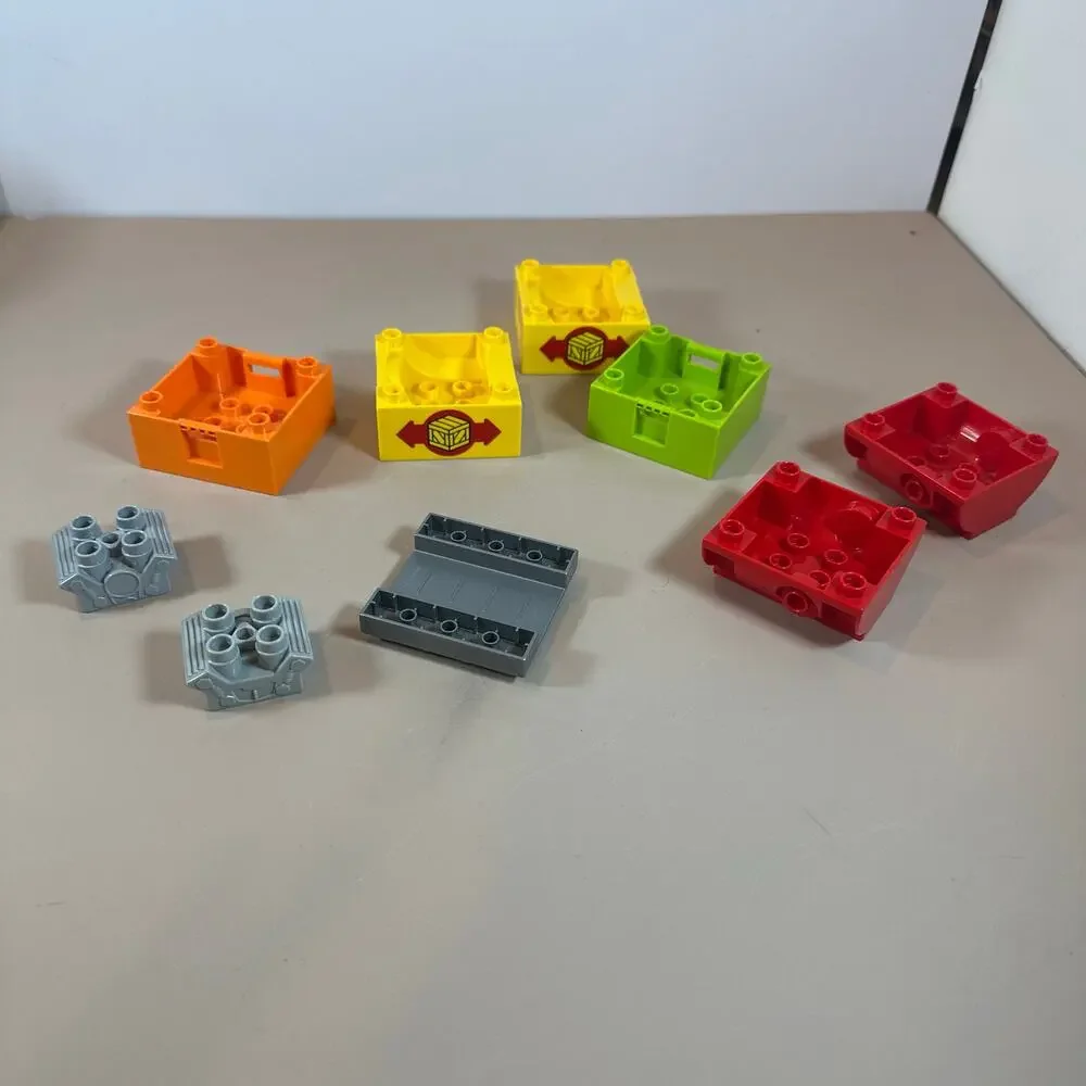 Lot of 9 Lego Duplo Pieces Crates Bins Truckbed Train Cab Containers Boxes Farm
